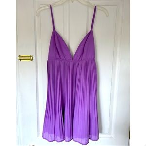 Tobi Purple Pleated Mini Dress